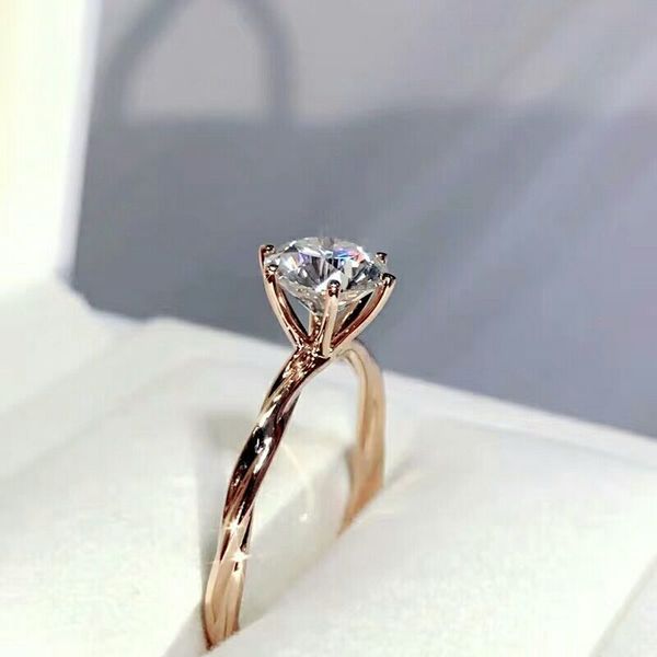 

meibapj 1 carat d color moissanite diamond new fashion simple ring for women 925 sterling silver fine wedding jewelry t200905, Slivery;golden