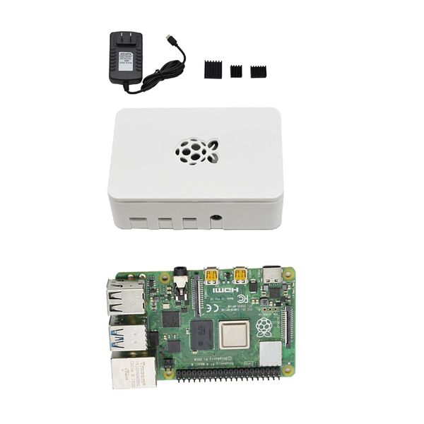 

for raspberry pi 4b abs white case 2g ram diy kit with heatsink 5v 3a power adapter for raspberry pi 4 model b