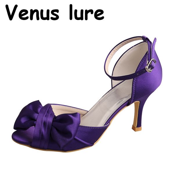 

23 colors ladies purple shoes with ankle strap bow sandals size 8, Black