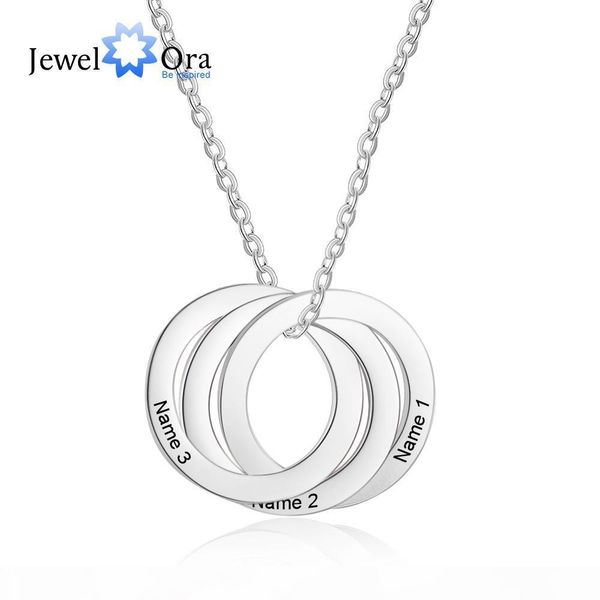 

3 circle custom personalized name necklace stainless steel necklaces & pendants gift for lover (jewelora ne103037, Silver