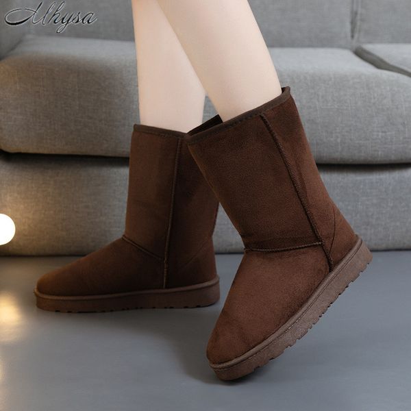 

2020 new winter plus velvet snow boots women's warm shoes comfortable wear-resistant mid-tube flat student warm shoes d1462, Black