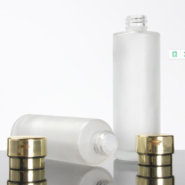 

120ml frosted clear skin care packaging bottle with gold cap