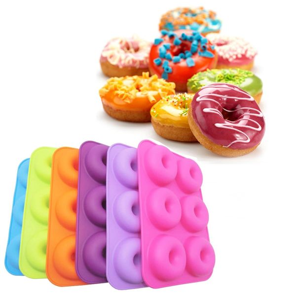 Cozimento panela de silicone donut fabricante moda moda diy redondo donut molde fondant bolo pão sobremesas padaria donut machador molde