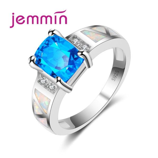 

925 sterling silver blue crystal & fire opal rings fashion jewelry for women cocktail ring, Golden;silver