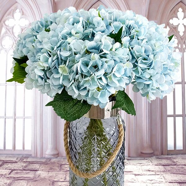 

artificial flowers silk hydrangea head ball chrysanthemum fake flower bouquet party wedding path home garden decoration po3#
