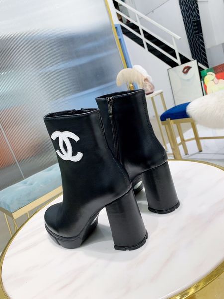 

2020ss womens fashion ankle boots cowhide surface bottes pour femmes de luxe ladies high heel booties#2f, Black