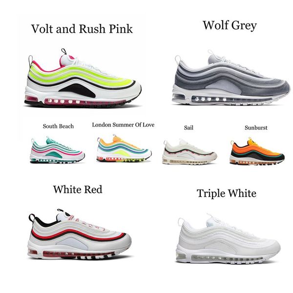 

97 classic black mens shoes og metallic white gold silver pink bullet disigner running shoes men women sports shoes size 36-4