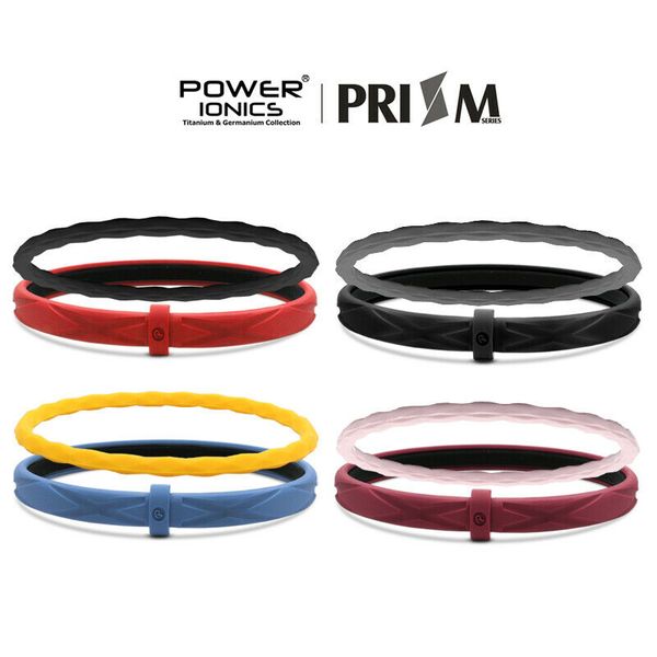 

power ionics prism double row waterproof ions sports fashion bracelet, Golden;silver