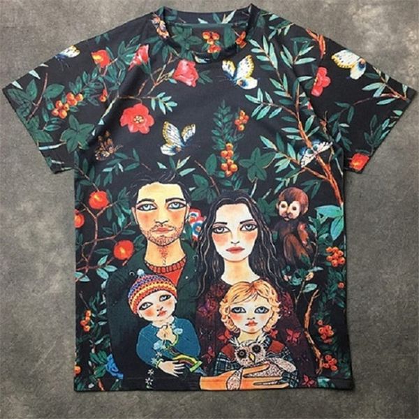

fashion mens t shirt 2020 famous street family flower print short sleeve shirts 20ss men women couples style hip hop tee, White;black