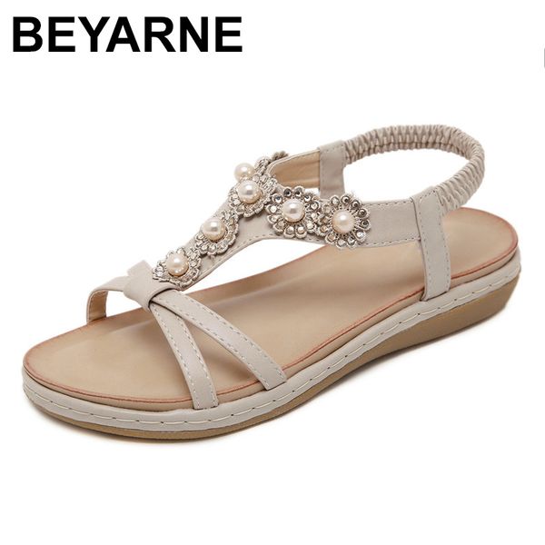 

beyarnenew 2020 holiday beach beach bohemian drill large yard comfortable flat shoes casual sandals, Black