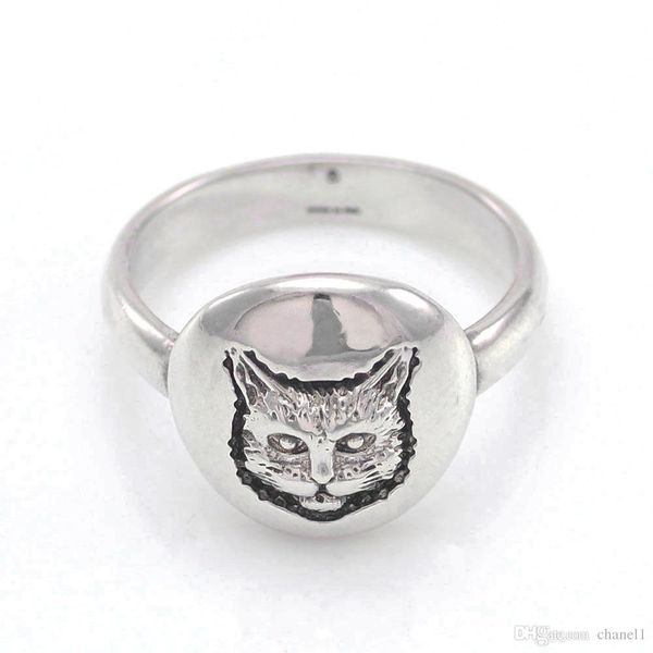 

sterling silver cat ring women men ins jewelry pure s925 ancient silver animal rings