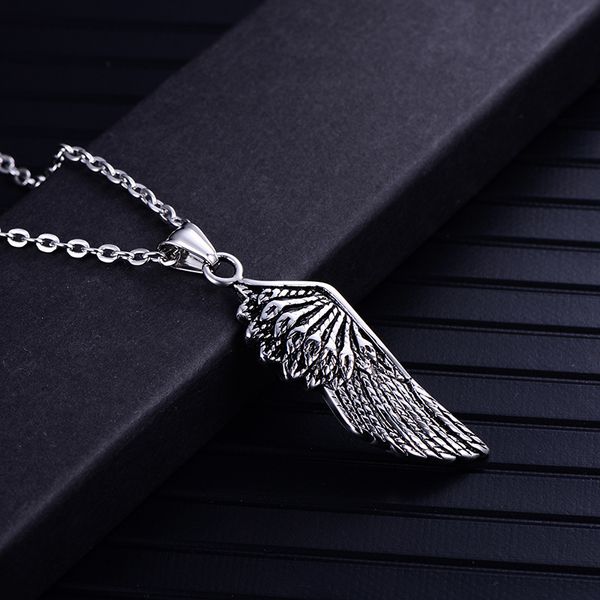 

stainless steel men necklaces wing pendants hip hop necklace chaingifts men 2020 new women wholesale accessories feather pendant, Silver