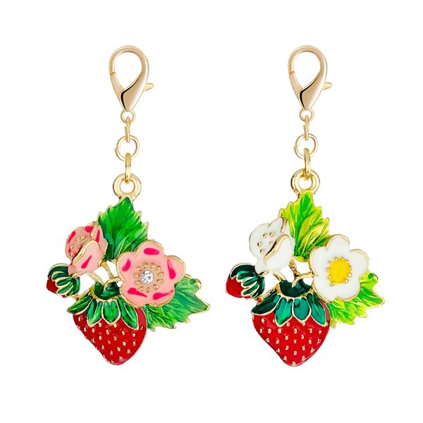 

simple small fresh alloy jewelry color fruit strawberry shape key ring pendant bag pen accessories pendant, Silver