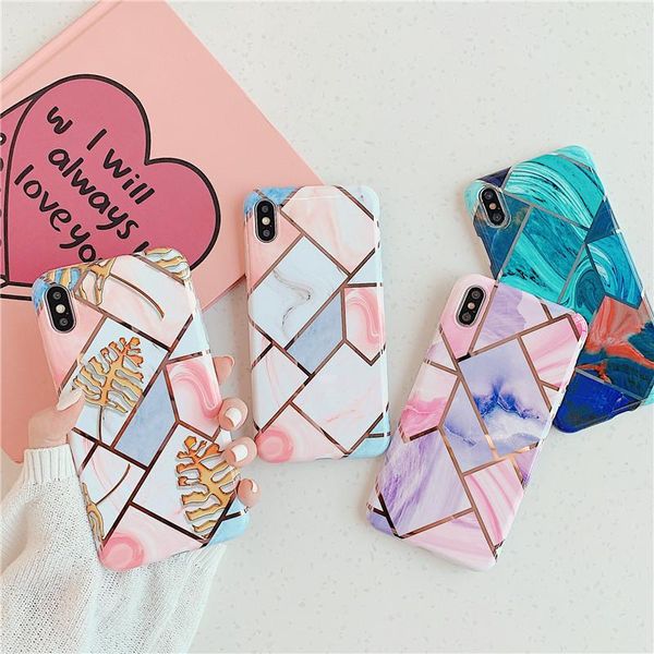 

cgjxsgeometric marble phone case for iphone 11 pro max xr x xs max 7 8 6 plus case soft imd electroplate phone back cover