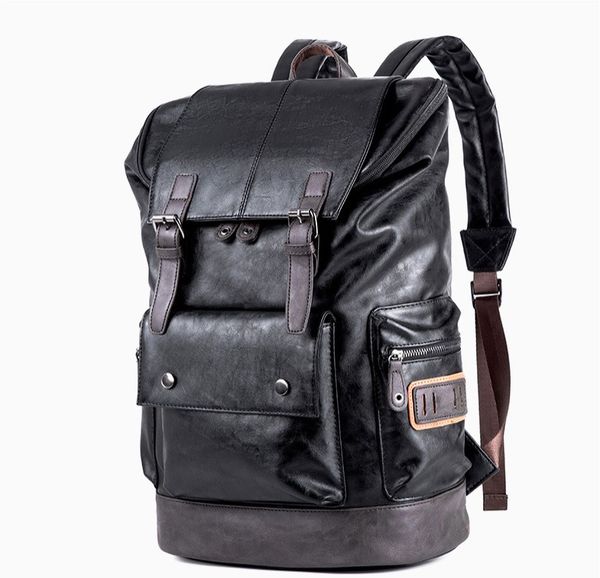 

men backpack fashion waterproof pu leather backpack male travel casual school bag for women