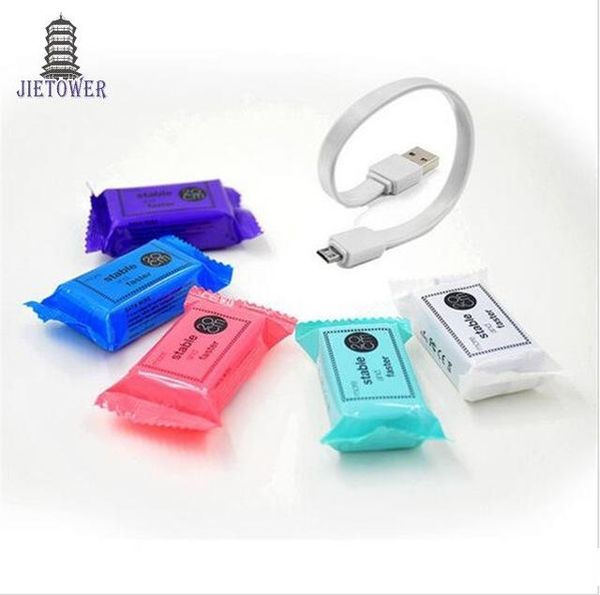 

100pcs/lot mini 20cm candy box cable short flat sync data charger cable for 5pin micro for android