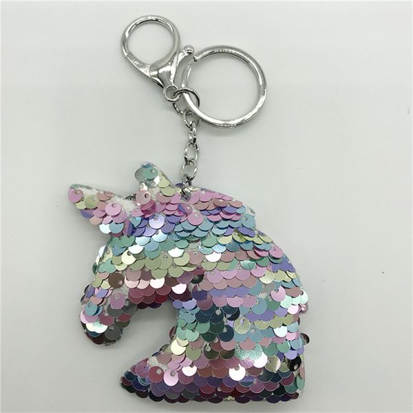 

mermaid sequins key chain pendant butterfly unicorn cartoon keychain car key ring holder hanging decors sequined keychains party favor e9104, Blue
