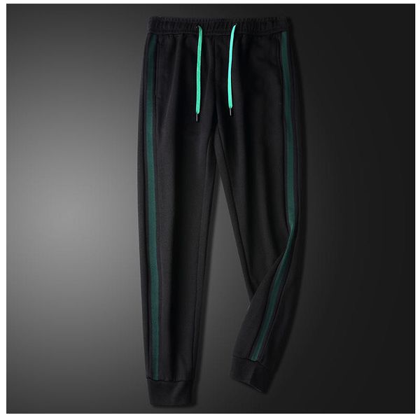 

european and american light luxury autumn new casual pants men's fashion knitted sports pants men's feet stretch running, Black;blue