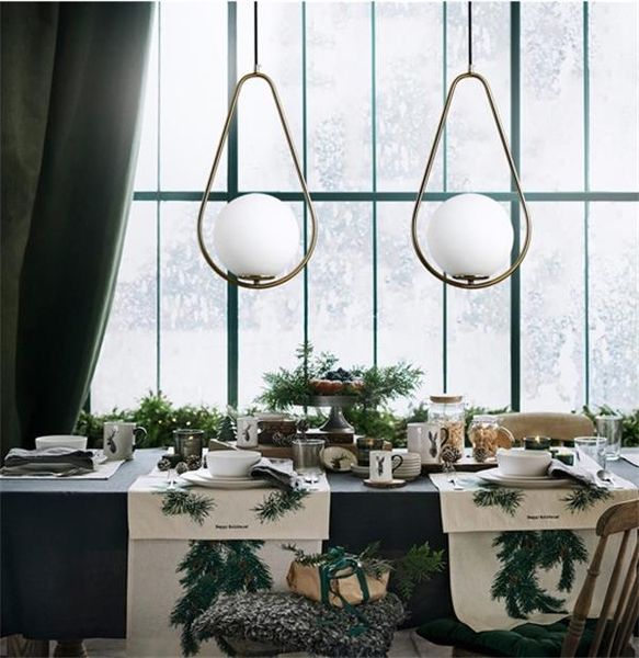 

nordic post-modern single head led chandelier lights simple creative glass ball designer model room personality bar dining room pendant lamp