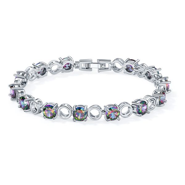 

fashion women crystal square zircon chain bracelet round hollow golden silvery bracelet jewelry party gift, Black