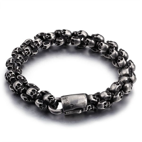 

charm bracelets fashion black/silver color titanium stainless steel skull bracelet for man punk style beautiful created jewelry, Golden;silver
