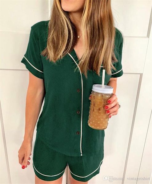 

summer short sleeve ladies pajama sets casual donna 2pcs suits designer women sleepwear leisure wear fashion, Black;red