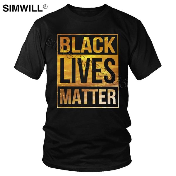 

men's gold black lives matter tshirt human rights equal slogan tees short sleeve eco cotton t-shirt trendy shirt apparel