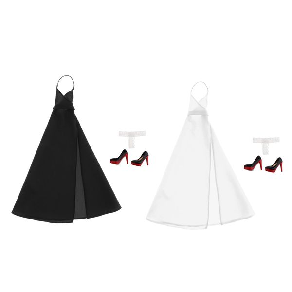 

2pcs 1/6 backless dress underwear high heel shoes for toys figure
