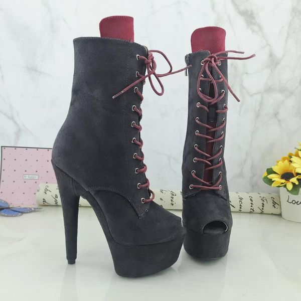 

boots leecabe suede upper 7inch/17cm high heel pole dance shoes, Black