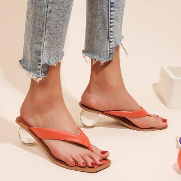 

slippers women beach transparent circle heel flip-flop round heel sandals open toe slippers casual beach easy walk shoes g3, Black