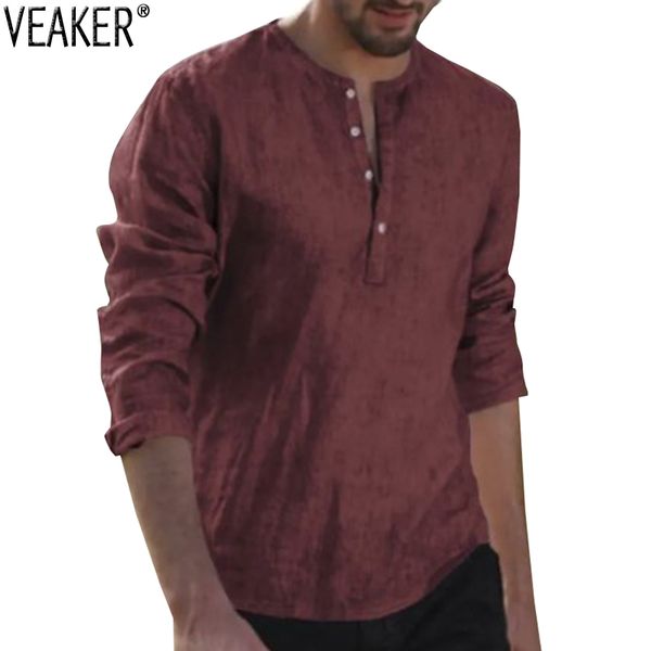 

2020 new men's chinese style t shirts male autumn slim fit long sleeve solid color cotton linen t-shirt plus size s-5xl, White;black