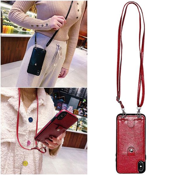 

cgjxsnice luxury vintage pu leather back case for iphone 11 pro max xs max xr x wallet card case for iphone 6 6s 7 8 plus case with strap