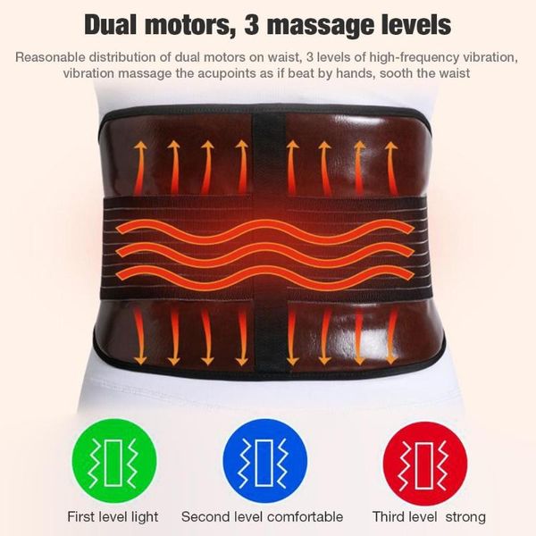 

teahong racing jackets adjustable waist heating massage belt back support lumbar brace band health care usb rechargeable, Black;red
