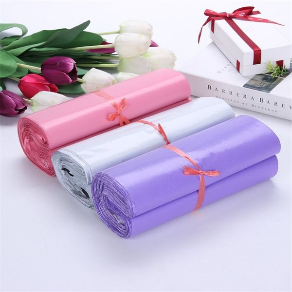 

plastic adhesive package bag 17*30cm pink purple white envelopes bags 100pcs/lot poly postal shipping mailing bags