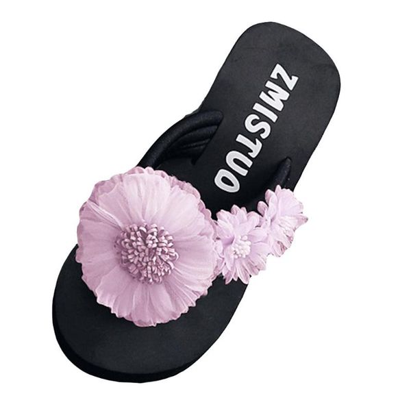 

fashion flip- flop women slip-on open toe artificial flowers wedges shoes for women color slip-on shoes platform sandals#lr5, Black