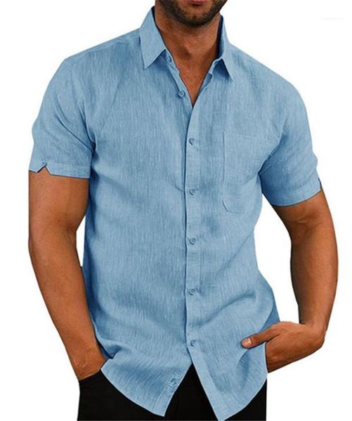 

color shirts with pocket casual lapel neck short sleeve shirts summer new mens shirts fashion natural, White;black