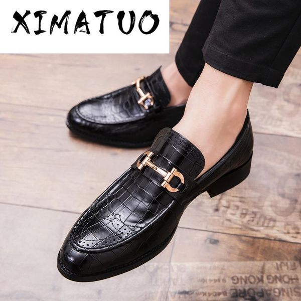 

pointed toe mens dress shoes genuine leather luxury wedding shoes floral print men flats office wedding party formal k4, Black