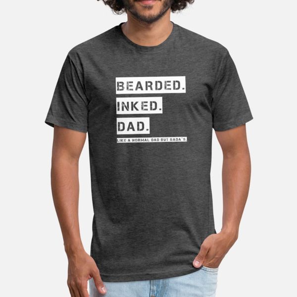 

bearded inked dad like normal dad but bada s t shirt men create short sleeve round neck slim graphic comfortable spring autumn shirt
