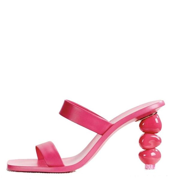 

slippers 2021 summer women 8cm shaped high-heeled open-toe shoes fashion sandals selling female, Black