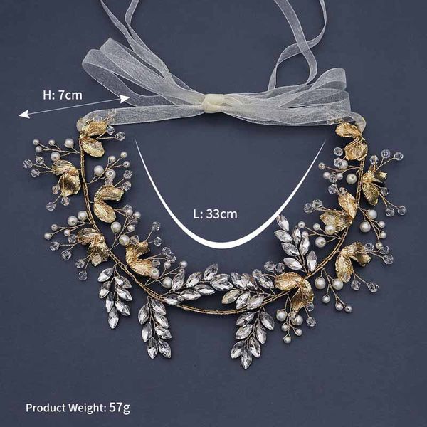 

forseven нежный золотой цвет crystal simulated жемчуг листья tiaras crowns оголовье невеста новая свадебная вечеринка ювелирные наушники юве, Golden;silver