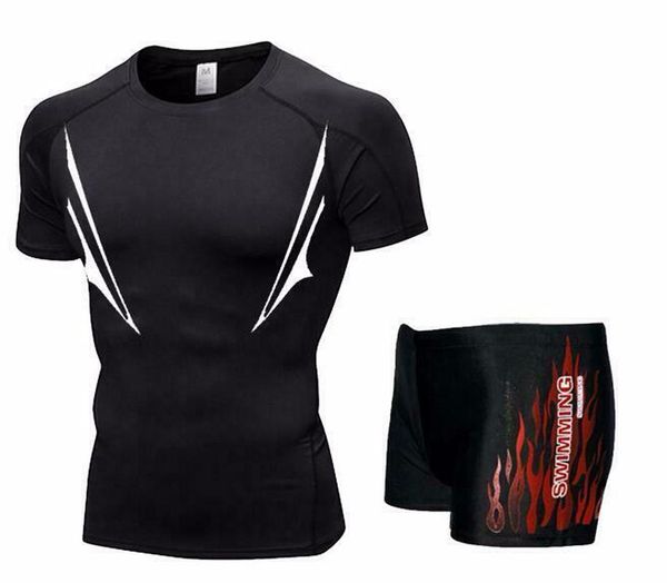 

мужчины плавать топ футболка багажники боксёры купальники короткие штаны купальнике плавание wear короткие рукава для beach spa бассейн, Gray