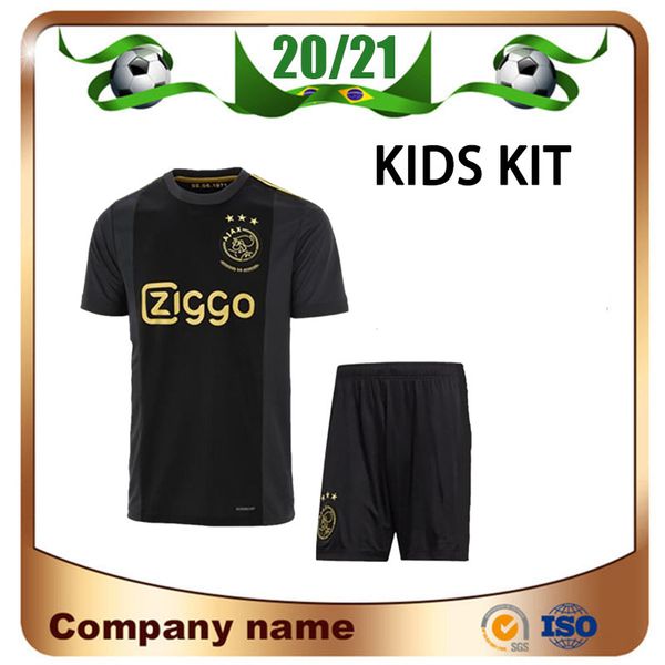 

2020 ajax kids kit soccer jersey 2020 ajax 50th de jong promes huntelaar children third away van detadic ziyech boys football shirt uniform, Black