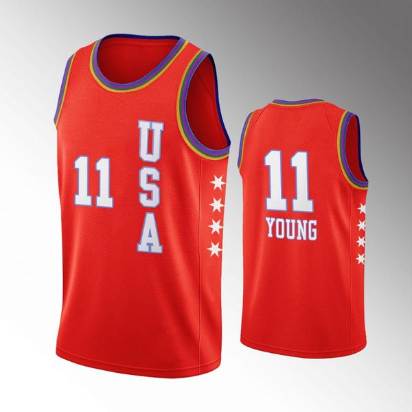 

usa team atlanta hawks men's trae young 2020 rising star nba red jersey, Black