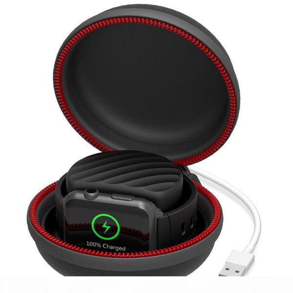 

charging holder dock, charger stand case waterproof travel storage box for apple watch series 4, series 3, 2,1 black, Black;blue