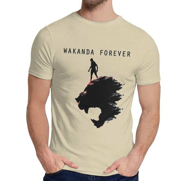 

for male t-shirt wakanda forever black panther natural cotton picture custom round neck retro la camiseta