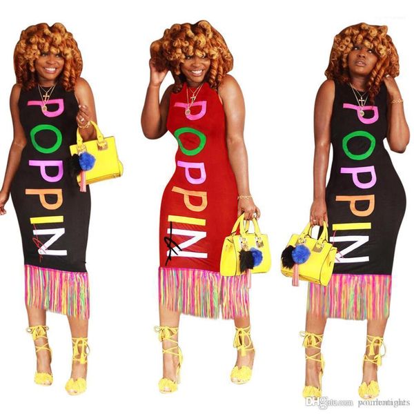 

letters designer women dress summer tank bodycon dresses rainbow printed poppin, Black;gray