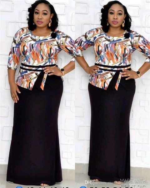 

women dresses formal hand-printed slim half sleeved crew neck maxi x-long dresses womens fashion dresses plus size designer, Black;gray