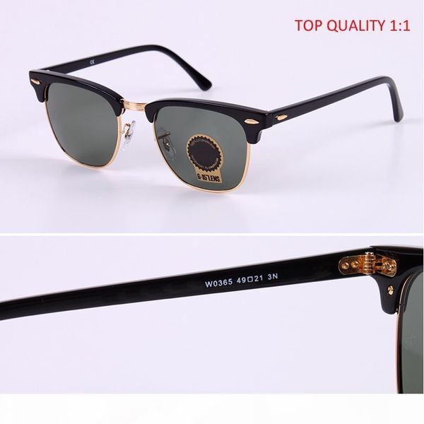 

new real glass lens uv400 men women sunglasses 3016 retro driving sun glasses 49mm desig brand rivet design goggles elegant female gafas, White;black