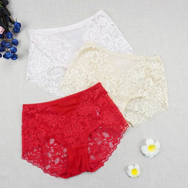 

women's panties lace 2pcs/lots lady underwear briefs translucent hollow out mid rise underpants s-xxl panty solid color, Black;pink