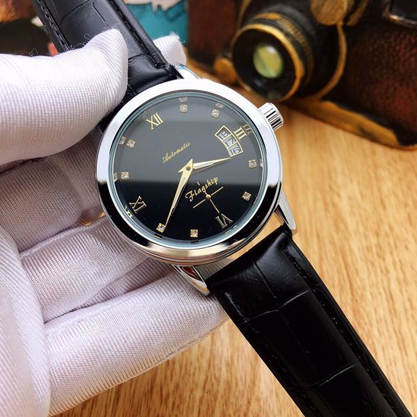 

09 mens watches fashion 42mm classic watch stainless steel mechanical movement mens party wristwatch business watch gift clock, Slivery;brown